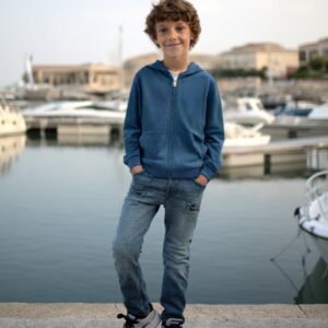 Kapüşonlu Uzun Kollu Lacivert Erkek Çocuk Hırka, Erkek Çocuk Giyim, Rahat ve Dayanıklı