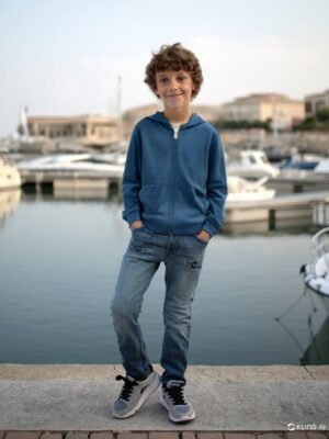 Kapüşonlu Uzun Kollu Lacivert Erkek Çocuk Hırka, Erkek Çocuk Giyim, Rahat ve Dayanıklı