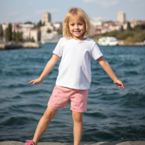 Kız Çocuk Pembe Flamingo Desenli Yaz Şortu - Almira Bebek