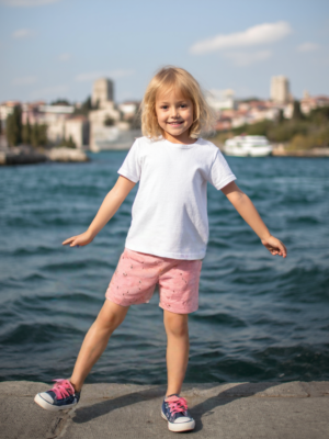 Kız Çocuk Pembe Flamingo Desenli Yaz Şortu - Almira Bebek