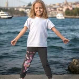 Kız Çocuk Tavşan Desenli Pamuklu Tayt - 2 - 6 Yaş Çocuklar İçin Rahat Ve Şık Giyim Seçeneği