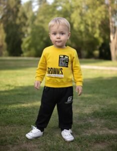 Erkek Çocuk Sarı Sweatshirt | Kalın Dokulu | Uzun Kollu | 1 - 4 Yaş