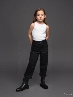 Kız çocuk siyah kot pantolon, 8-12 yaş, rahat ve dayanıklı, günlük kullanım