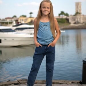 Kız Çocuk Mavi Kot Pantolon 8 Yaş - Esnek Denim
