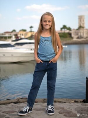 Kız Çocuk Mavi Kot Pantolon rahat ve dayanıklı denim ile hareket özgürlüğü sağlar