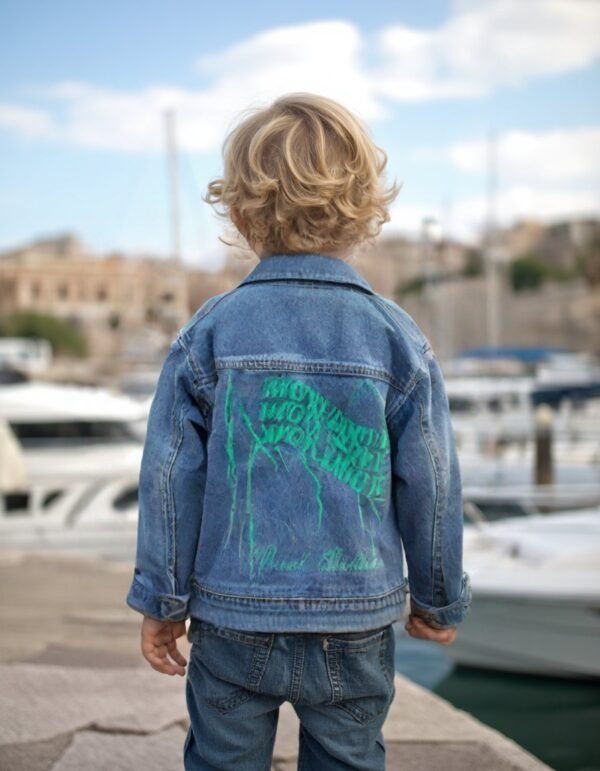 Erkek Çocuk Kot Ceketi Kuş Nakışlı 7-9 Yaş - Günlük Kullanım - Gorsel 2