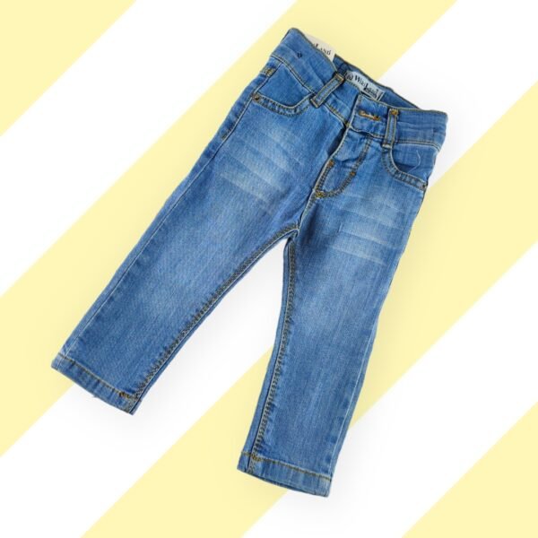 Erkek çocuk kot pantolon 1-4 yaş, mavi renk, rahat ve dayanıklı - Gorsel 3