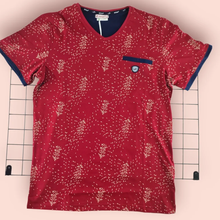 Erkek Kaprili Pijama Takımı Tişört Kapri Bordo Lacivert rahat ve şık tasarım - Gorsel 2