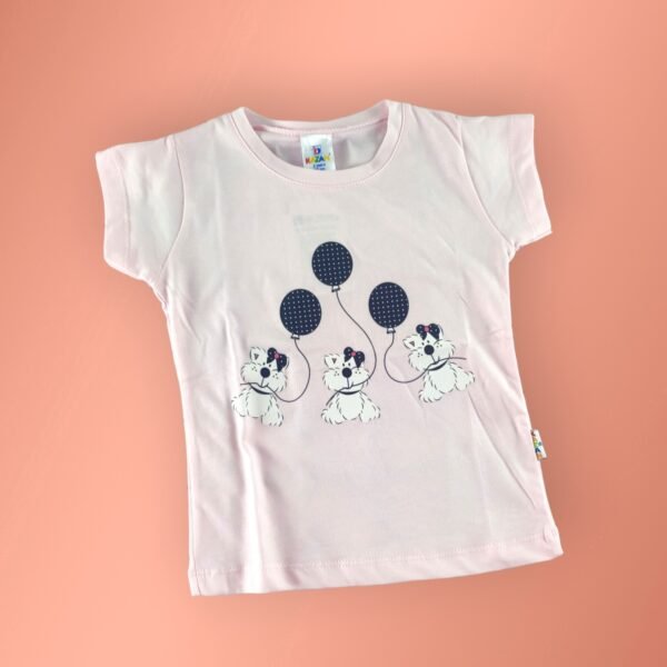 Kız Çocuk Yazlık Şort Takımı Pembe Siyah Sevimli Desenli ve Rahat - Gorsel 3