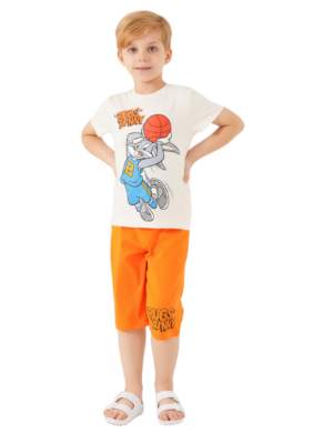 Bugs Bunny baskili çocuk takımı, yazlık rahat ve şık tasarım