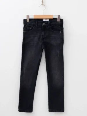 Siyah Erkek Çocuk Kot Pantolon 8-12 Yaş dayanıklı ve rahat genç erkek giyim