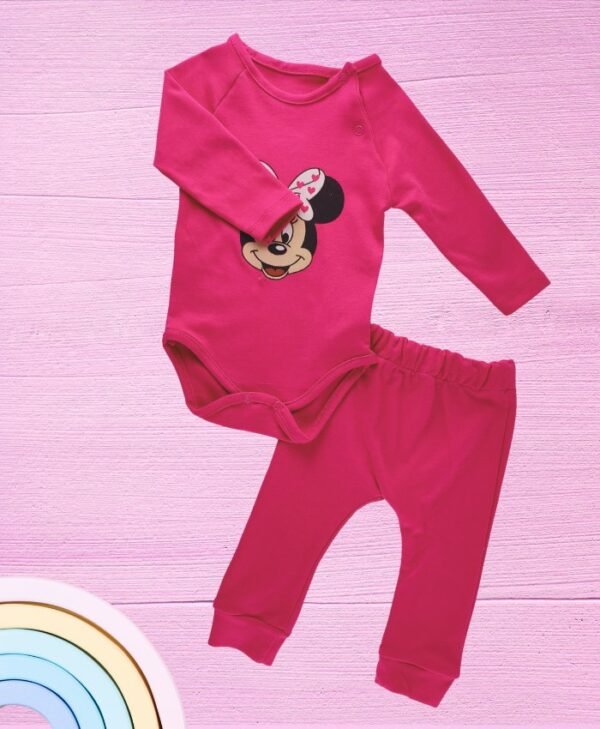 Bebek Kız Pembe Takım 3 Parça Fanila Pantolon Bere rahat hareket kolay giyim - Gorsel 3