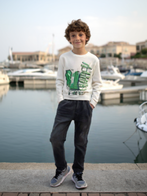 Erkek Çocuk Sweat - Kot Pantolon Takımı Siyah Ve Mavi Seçenekleriyle - Almira Bebek