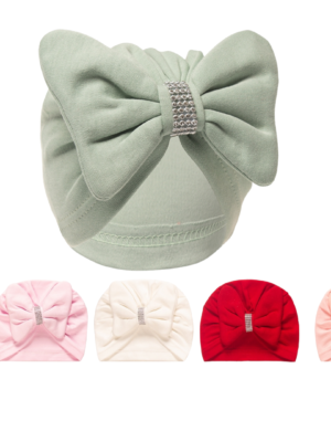 Taşlı Fiyonk Detaylı Penye Kız Çocuk Bone - Almira Bebek