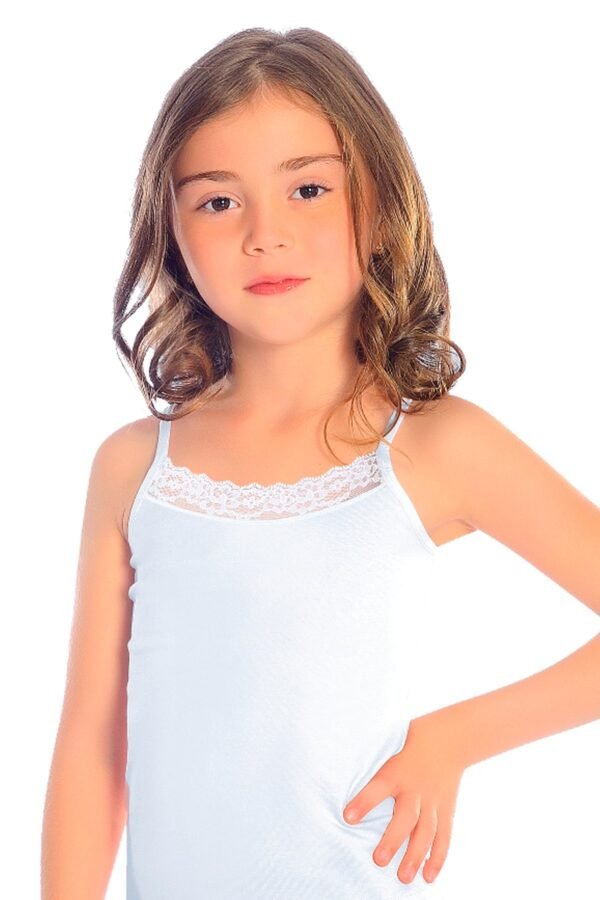 Kız Çocuk Askılı Atlet Beyaz 2-3 Yaş Günlük Konforlu Giyim - Gorsel 3