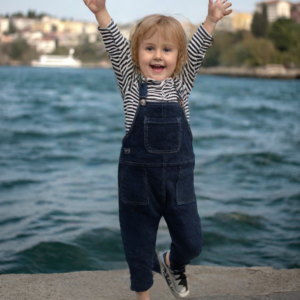 Kız Çocuk Salopet Takım | Sweat & Kot Salopet | Mavi | 3 - 6 Yaş - Almira Bebek