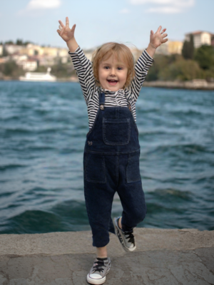 Kız Çocuk Salopet Takım | Sweat & Kot Salopet | Mavi | 3 - 6 Yaş - Almira Bebek