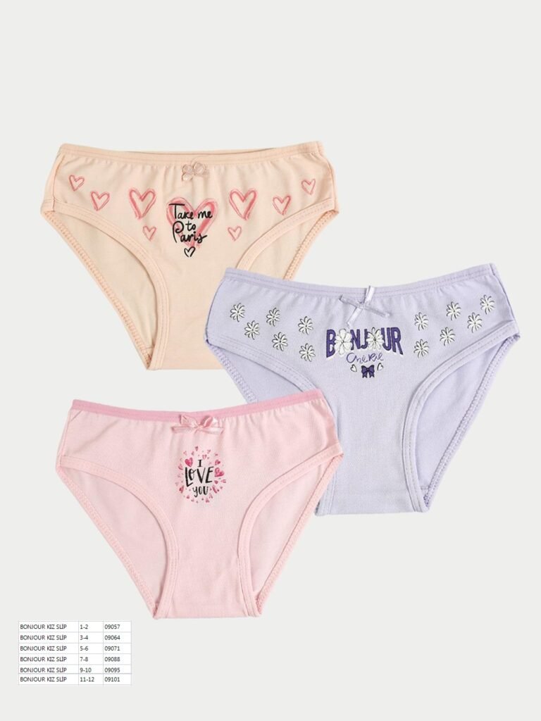 Kız Çocuk Slip Seti - 3'lü Paket - Baskılı 1 - 6 Yaş Slip