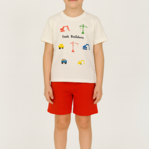 İnşaat Makineleri Desenli Erkek Çocuk Takım - Almira Bebek