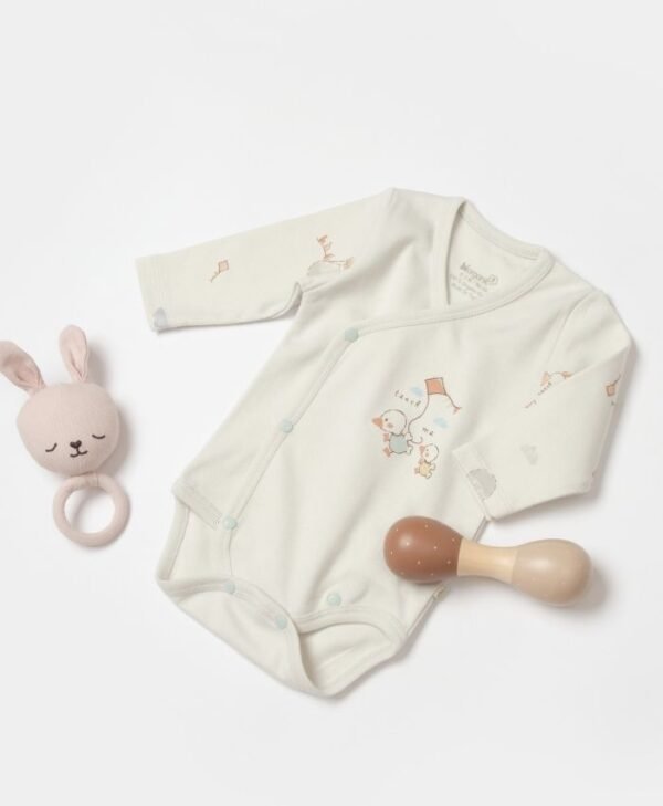 Erkek Bebekyandan Çıtçıtlı Teach Me Yazılı Uzun Kollu Organik Zıbın - 5. görsel