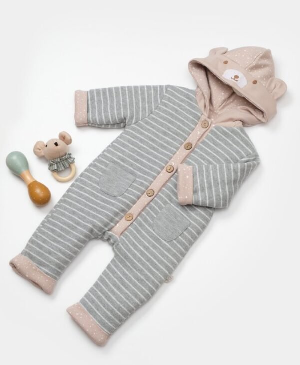 Bebek Giyim Gri Kapşonlu Uzun Kollu Tulum - Rahat ve Dayanıklı - Gorsel 5