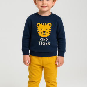 Erkek Bebek Cute Tıger Yazılı Kaplan Kafa Baskılı Lacivert Renkli 2litk. - Almira Bebek