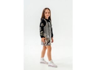 Kız Çocuk Mickey -  Kot Elbise  - Kol -sweat- Elbise Takım