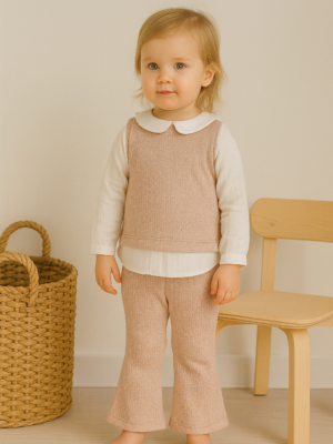 Kız Bebek Simli - Müslin Gömlekli - Pantolonlu 2li Takım - Almira Bebek