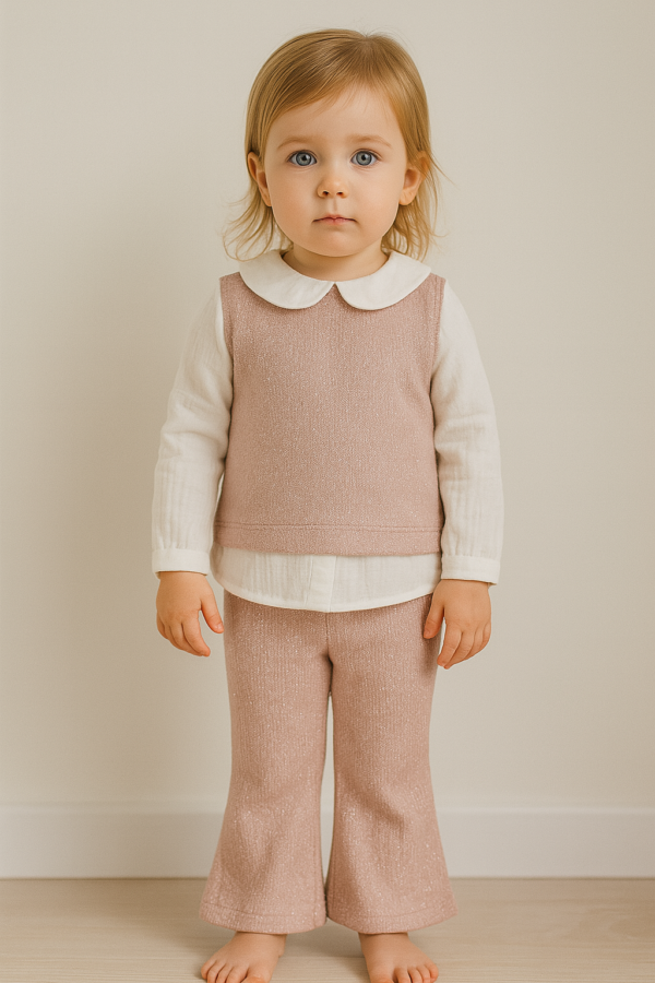 Kız Bebek Simli - Müslin Gömlekli - Pantolonlu 2li Takım - 3. görsel