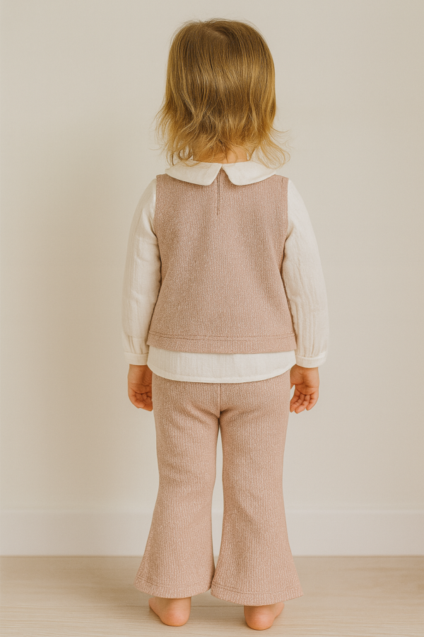 Kız Bebek Simli - Müslin Gömlekli - Pantolonlu 2li Takım - 4. görsel