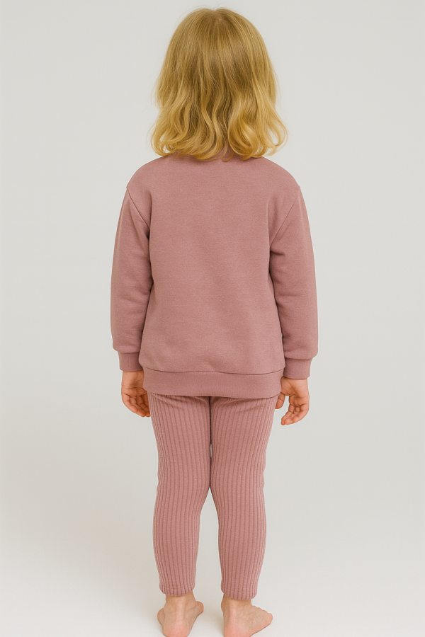 Kız Çocuk Wonderful Yazılı Gökkuşağı Baskılı - Fitilli - Uzun Kollu Takım - 3. görsel