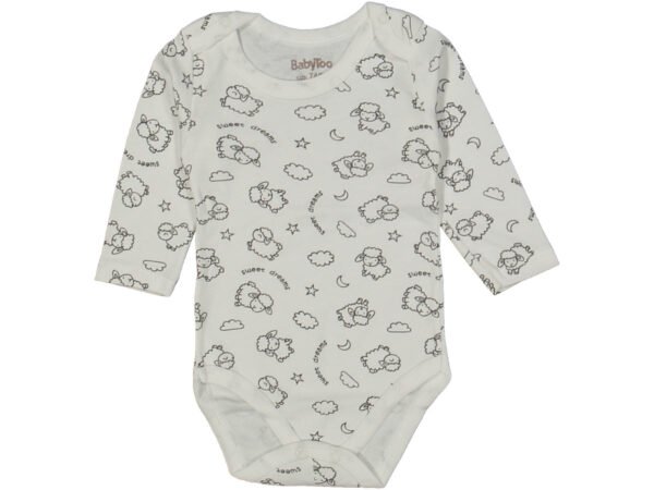 Erkek Bebek Kuzu Baskılı Pamuklu Uzun Kollu Çıtçıtlı Bady - 2. görsel