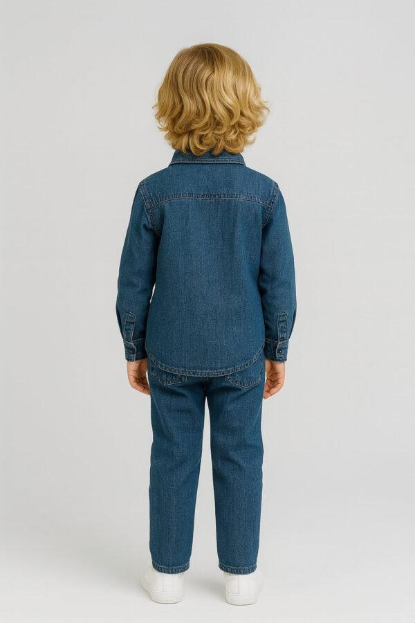 Erkek Çocuk Mickey Mouse Nakışlı Kot Gömlek ve Pantolon Takımı, Erkek Çocuk Giyim, Rahat ve Dayanıklı - Gorsel 3