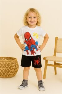 Erkek Çocuk Spider - Man Baskılı Kısa Kollu - Şortlu - Takım
