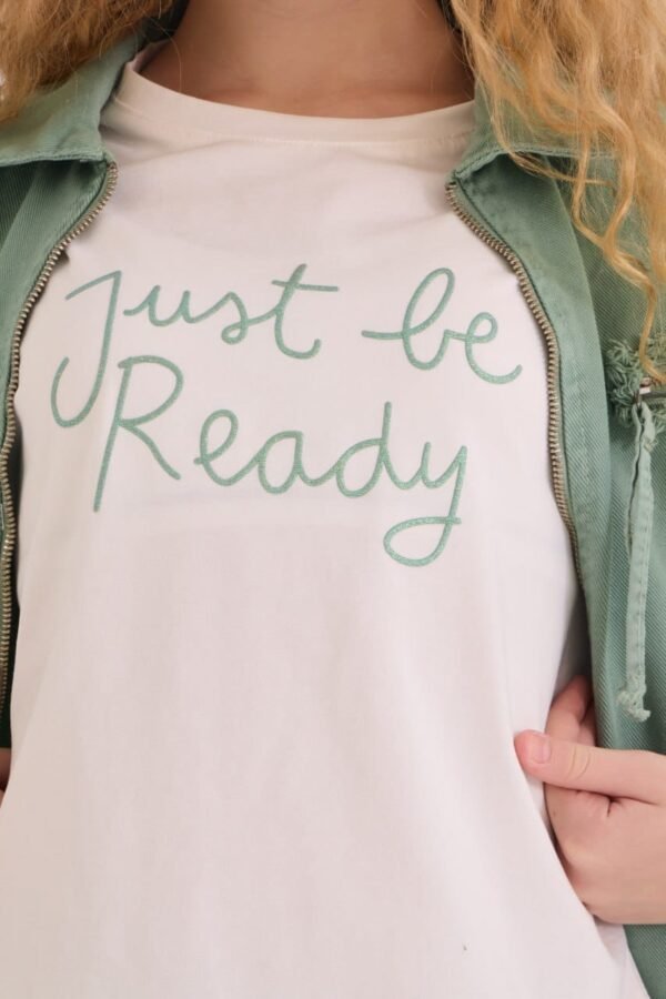 Kız Çocuk Önden Fermuarlı - Ceket - Kısakol Tişörtlü  - Keten Kot Kumaşlı Kot Takım - 3. görsel