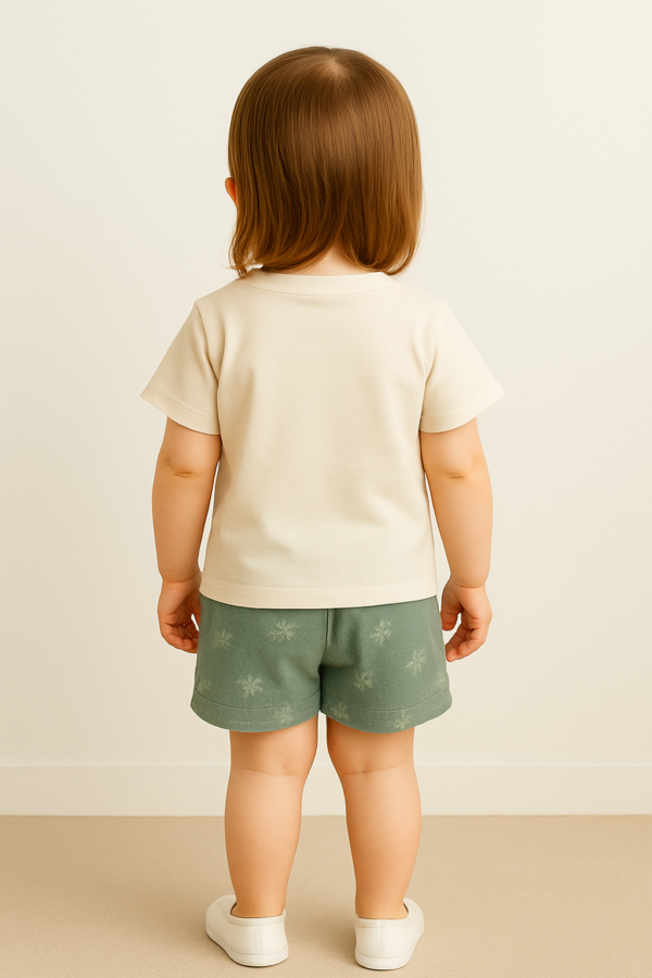 Kız Çocuk Girls Can Do Yazılı Kısa Kol Tişörtlü - Yeşil Renk Keten Şortlu Takım - 2. görsel