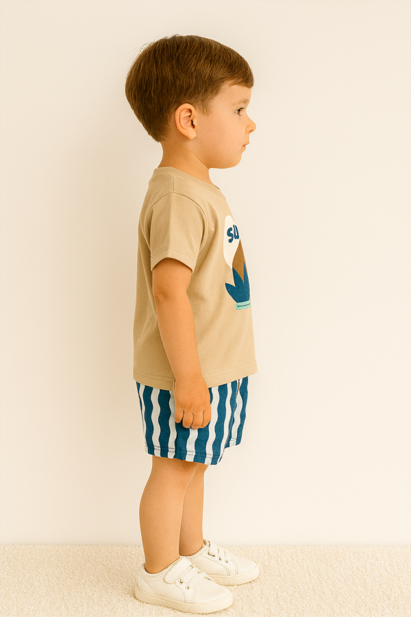 Erkek Çocuk Hayvan Figürlü - Sunrıse Yazılı - Kısakollu - Tişörtlü   - Şortlu Takım - 4. görsel