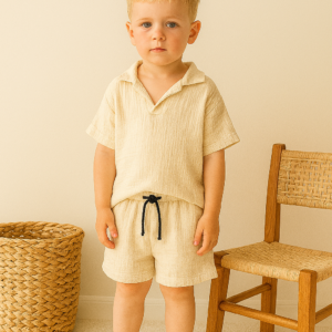 Erkek Çocuk Kısa Kollu - Müslin Kumaş - Şortlu Takım - Almira Bebek