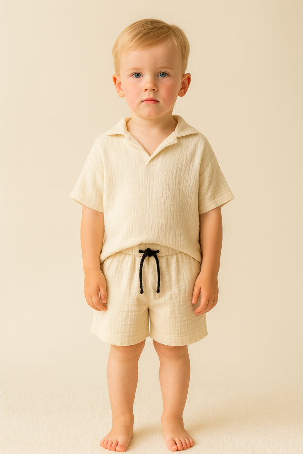 Erkek Çocuk Kısa Kollu - Müslin Kumaş - Şortlu Takım - 2. görsel