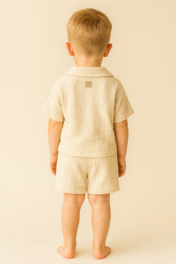 Erkek Çocuk Kısa Kollu - Müslin Kumaş - Şortlu Takım - 5. görsel