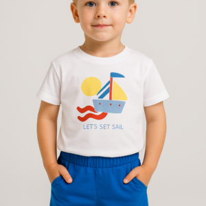 Erkek Çocuk Yelkenli Baskılı - Kısakollu Tişörtlü - Şortlu Takım - Almira Bebek