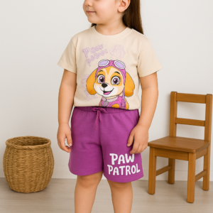 Kız Çocuk Paw Petrol Baskılı Kısa Kollu Şortlu Takım - Almira Bebek