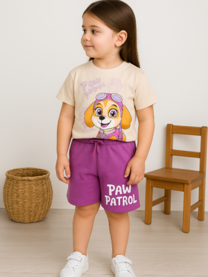 Kız Çocuk Paw Petrol Baskılı Kısa Kollu Şortlu Takım - Almira Bebek