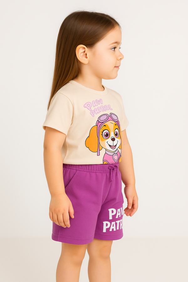 Kız Çocuk Paw Petrol Baskılı Kısa Kollu Şortlu Takım - 2. görsel