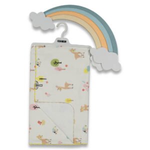 Kız Bebek Ağaç Ve Hayvan Baskılı Çift Taraflı Pikeli Müslin Battaniye - Almira Bebek