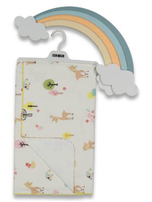 Kız Bebek Ağaç Ve Hayvan Baskılı Çift Taraflı Pikeli Müslin Battaniye - Almira Bebek