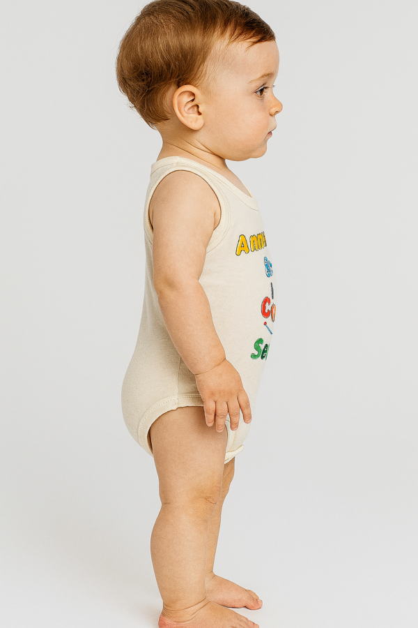 Ünisex Anneannem Beni Çok Seviyor Yazılı Sıfır Kollu Çıtçıtlı Bady - 2. görsel