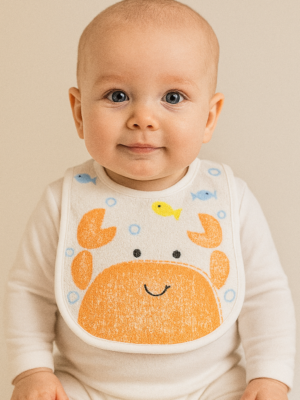 Unisex Yengeç Baskılı Bebek Önlüğü - Almira Bebek