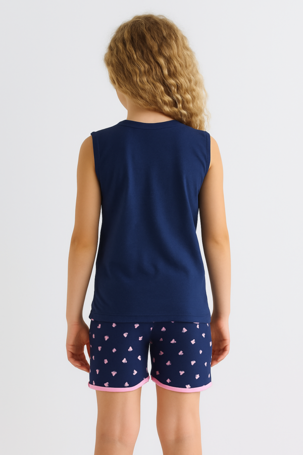 Kız Çocuk Girl Power Baskılı Askılı Kollu Şortlu Pijama Takımı - 3. görsel