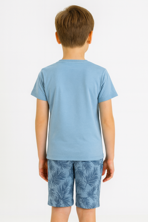 Erkek Çocuk Calıfornıa Paradise Yazılı Palmiye Baskılı Kısa Kollukaprili Pijama Takımı - 4. görsel